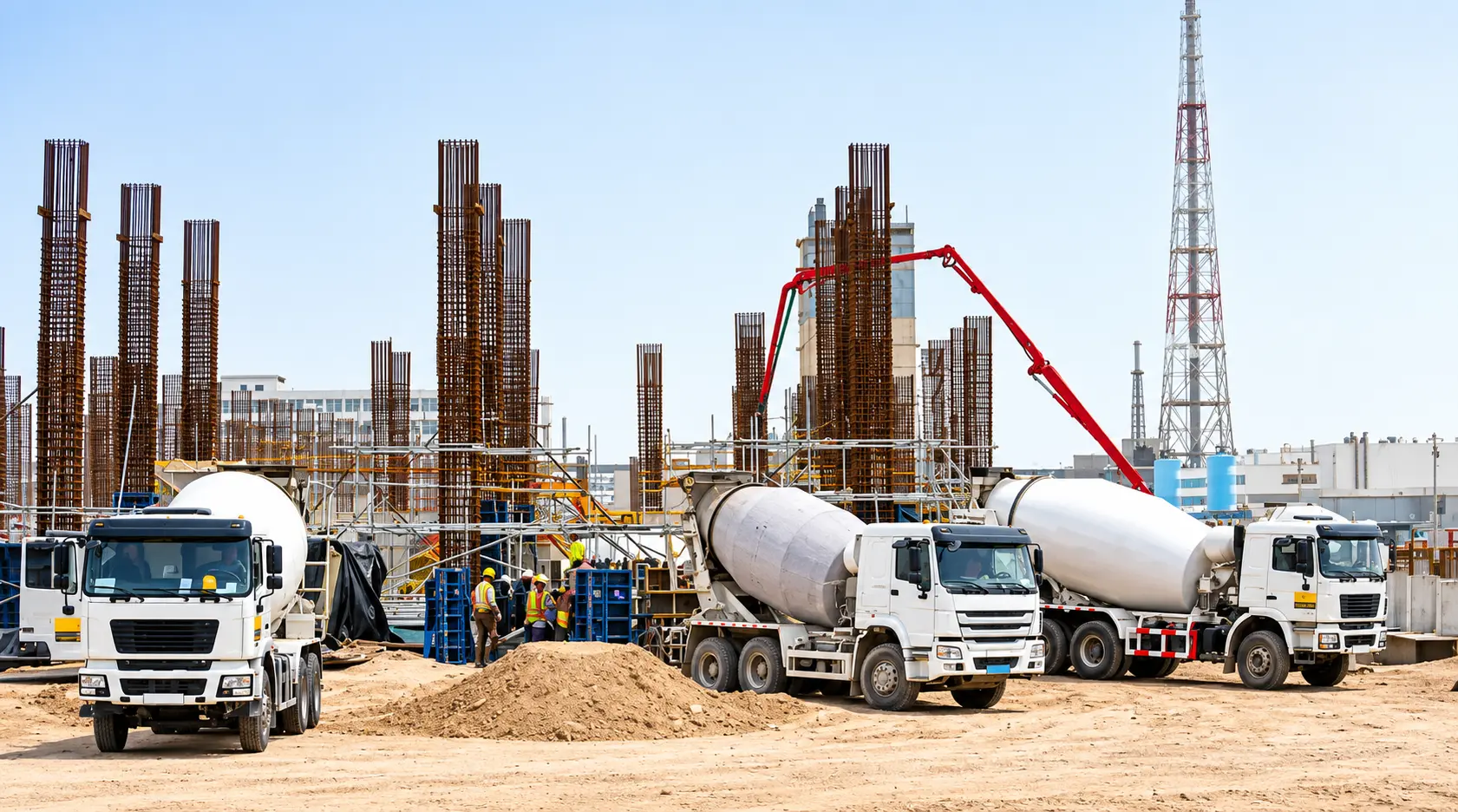 Industrial project site with construction equipment